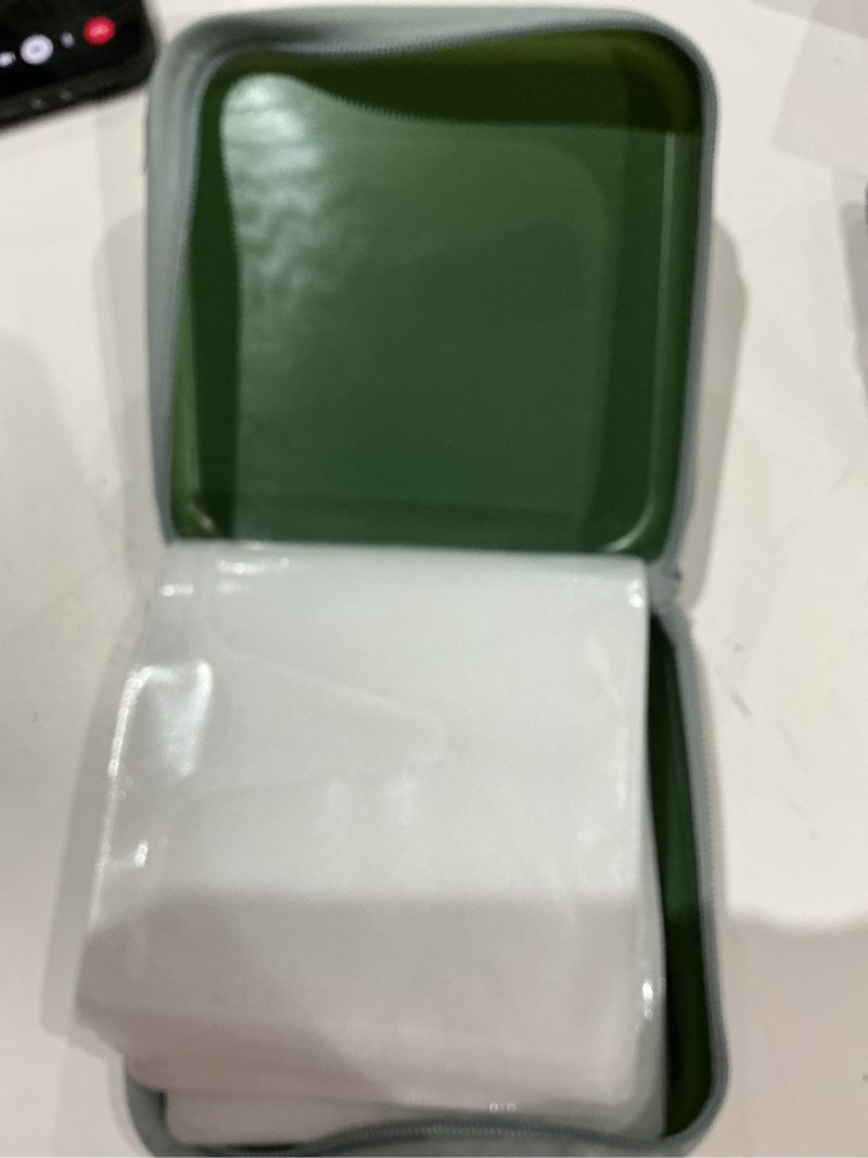 Condition photo showing Good Condition for cd case, 40 capacity hard plastic dvd case portable zipper cd/dvd wallet holder storage disc binder album bag for car home travel(dark green)