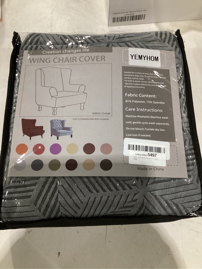 Condition photo showing New/Like New for yemyhom 1 piece stretch wingback chair cover wing chair cover armchair slipcover thickened slipcover non-slip furniture protector with foam rods for living room bedroom (light gray) wing chair cover (1 pack) light gray