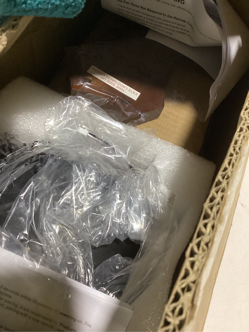 Condition photo showing Good Condition for 48 inch ceiling fans with lights and remote, low profile flush mount modern wood ceiling fan with light, 5 blades, dimmable, wall switch, 6 speed dc motor, indoor outdoor ceiling fan deep walnut flush mount 48 inch