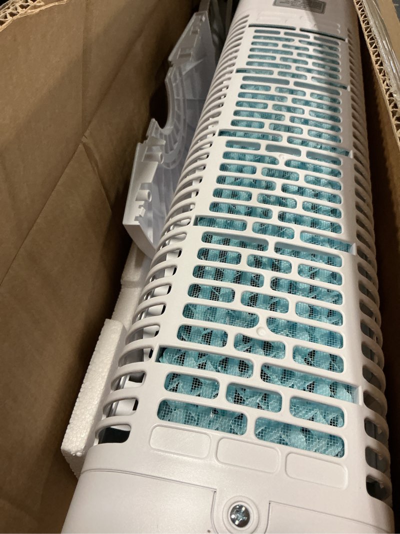 Condition photo showing As Is for portable air conditioners, 35" evaporative air cooler, 3-in-1 ac tower fan that blows cold air, 3 speeds, 4 ice packs, 12h timer, 80° oscillation, remote, swamp cooler for room, bedroom, indoor white 8.2"d x 8.6"w x 35"h