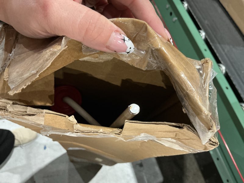 Condition photo showing As Is for 59787 model k-3 toilet auger clog remover toilet snake for unclogging with 3-foot snake and bulb head, toilet auger snake for unclogging toilets for home, office, school, and more red