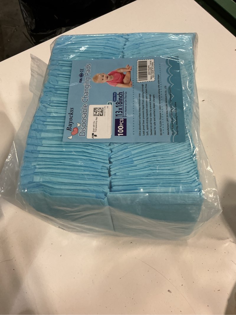 Condition photo showing New/Like New for baby disposable underpad 100 count incontinence changing pad baby diapers newborn pads soft breathable waterproof leak proof quick absorb 13x18 inch