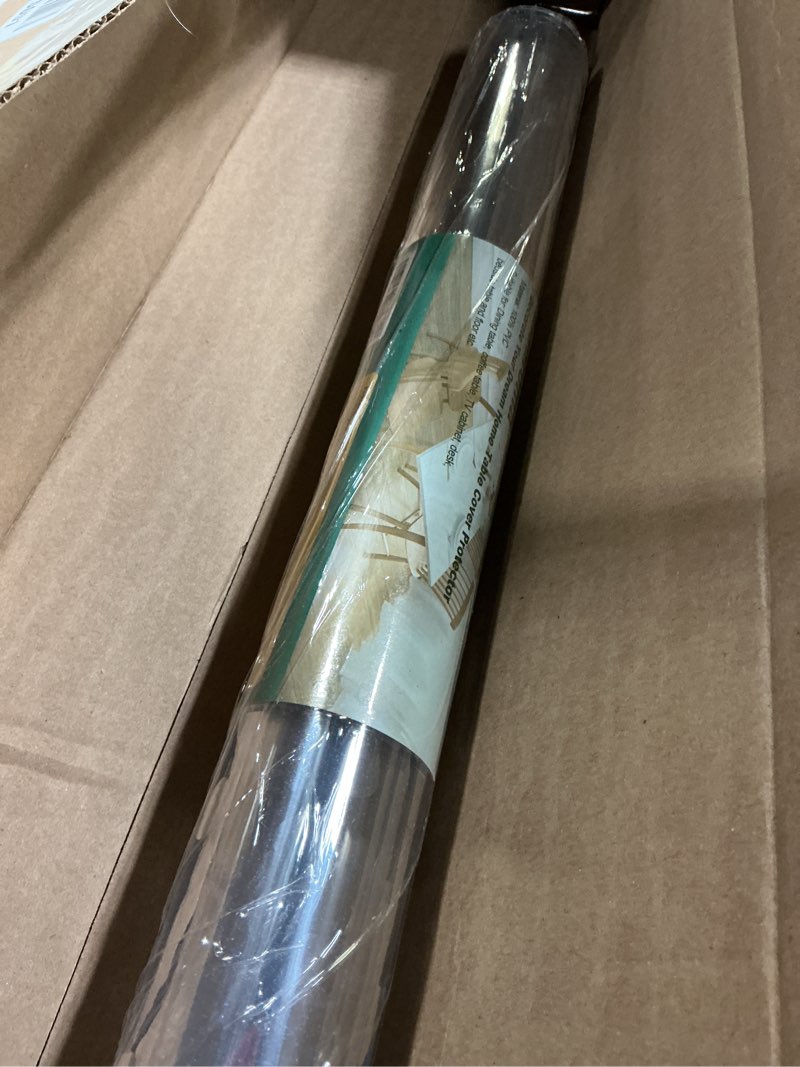 Condition photo showing Good Condition for 24 x 48 inch clear table cover protector, 2mm thick clear table protector for dining room table, plastic table cover, waterproof table pad for kitchen, office clear 2mm 24" x 48"