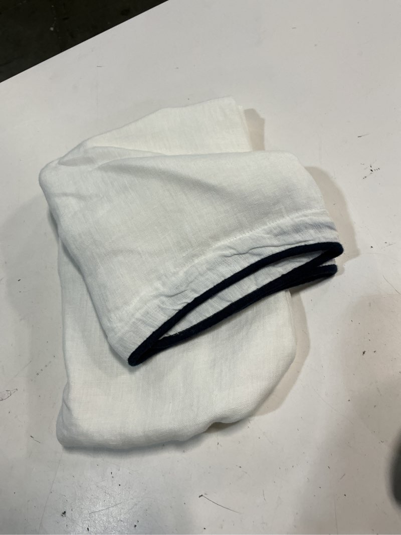 Condition photo showing Good Condition for quince european linen piped euro sham, euro, white/navy