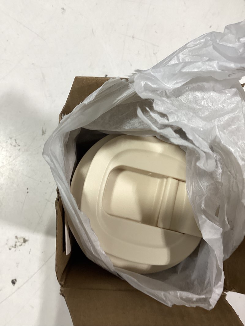 Condition photo showing As Is for lars nysøm thermo coffee mug to go 13oz | travel mug 0.38 liter with insulation | silicone grip base | leak proof stainless steel tumbler for coffee and tea on the go (powder beige, 13oz) powder beige 12.8 ounces