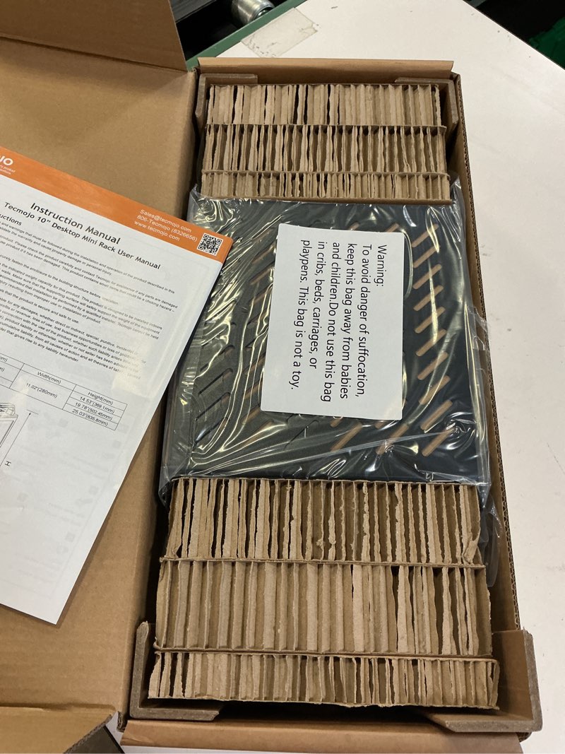 Condition photo showing New/Like New for Tecmojo 9U Network Rack, 10 inch Mini Server Rack with 2 Side Translucent Panels & 2 Top Handles, 7.87 inch Deep, for 10 inch IT Equipment & A/V Devices, White 9U/10in/White