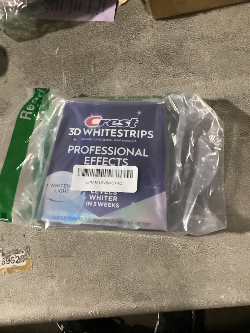 Condition photo showing Good Condition for Crest 3D Whitestrips Professional Effects + LED Light – Teeth Whitening Kit, 1 Light + 20 Treatments, Each with 1 Upper/1Lower, 40 Strips – Crest 3DWhite Teeth Whitening Strips