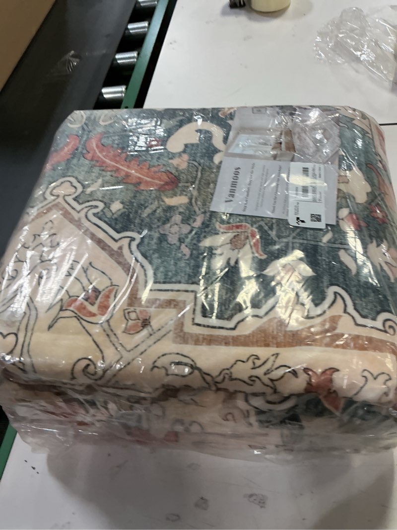 Condition photo showing New/Like New for 8x10 Area Rugs for Living Room, Bedroom - Machine Washable, Non-Slip Bedside Rug, Large Soft Floor Carpet for Office, Dining Room, Farmhouse, Home Decor, Artistic Flair/Brick Red 8' x 10' Artistic Flair / Brick Red