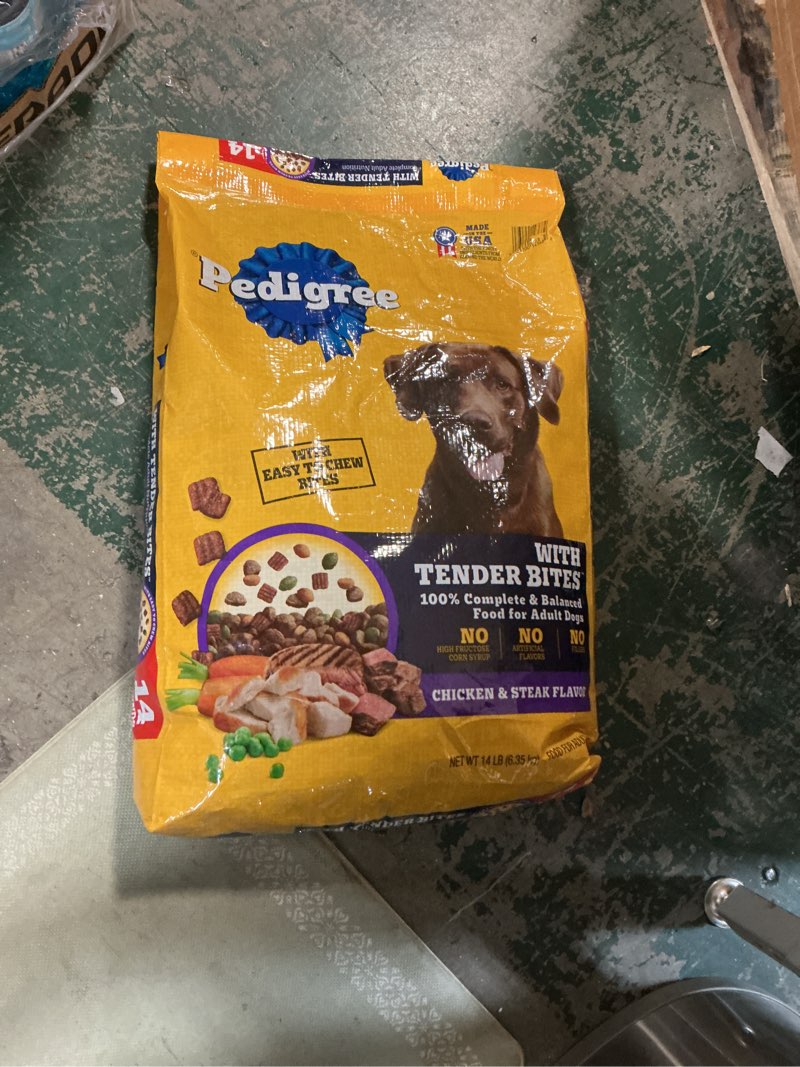 Condition photo showing New/Like New for Pedigree with Tender Bites Complete Nutrition Adult Dry Dog Food, Chicken & Steak Flavor, 14 lb. Bag