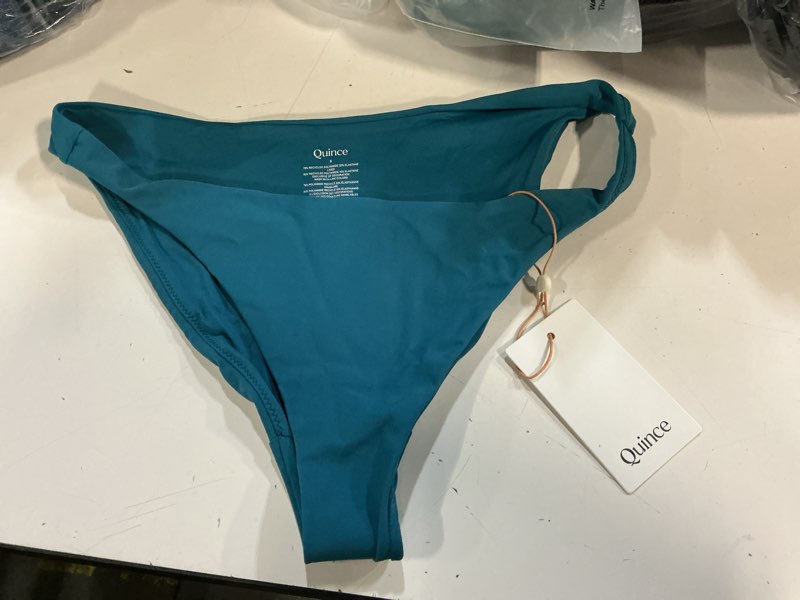 Condition photo showing Good Condition for ( only bikini) quince italian low-rise bikini bottom, s, lagoon teal blue