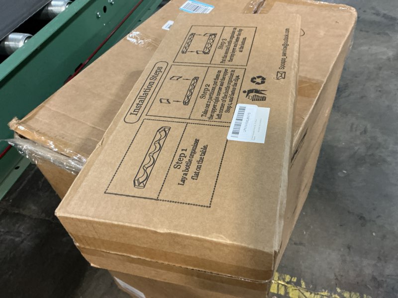 Condition photo showing New/Like New for Stackable Water Bottle Organizer, Large Compartment Water Bottle Holder, 4 Tier Clear Water Bottle Organizer for Cabinet, Bottle Rack for Kitchen Organization and Storage - Hold 16 Bottles 4 Pack