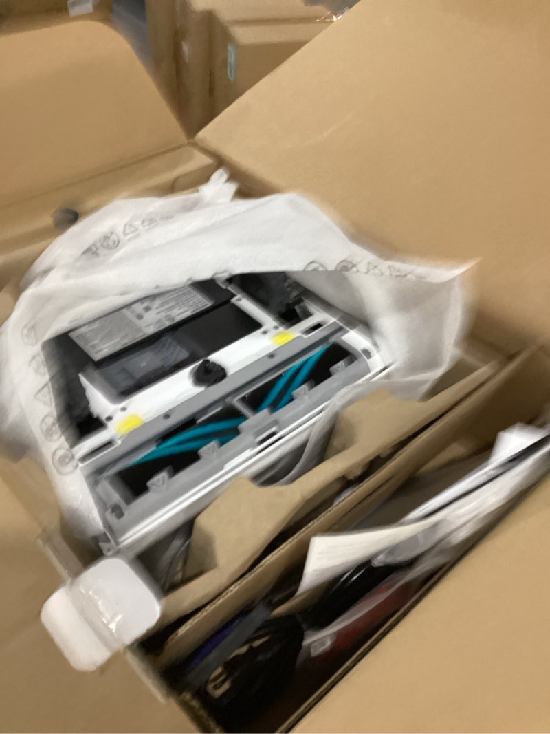 Condition photo showing As Is for Missing parts, as is SAMSUNG Jet Bot AI+ Robot Vacuum Cleaner w/ Object Recognition, Intelligent Cleaning, Clean Station, 5-Layer Filter, Touchless Dust Removal for Hardwood Floors, Carpets, VR50T95735W, White