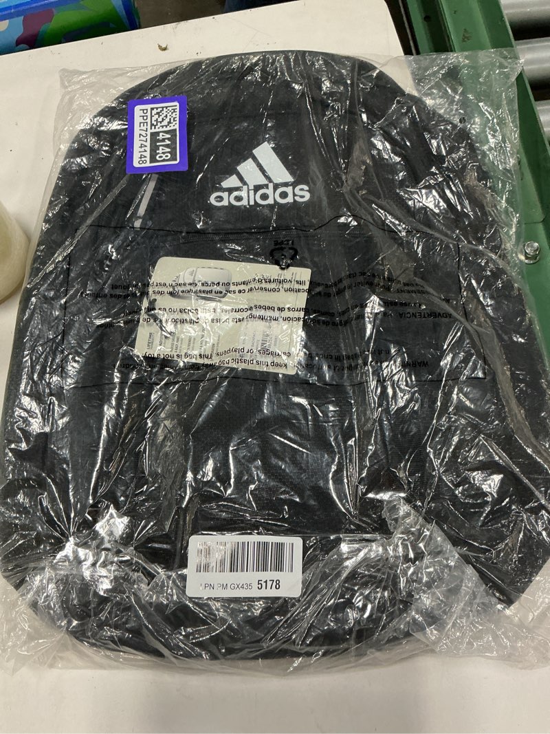 Condition photo showing New/Like New for adidas excel backpack durable large athletic student laptop book bag for boys/girls, jersey black/black/white fw21, one size one size jersey black/black/white fw21