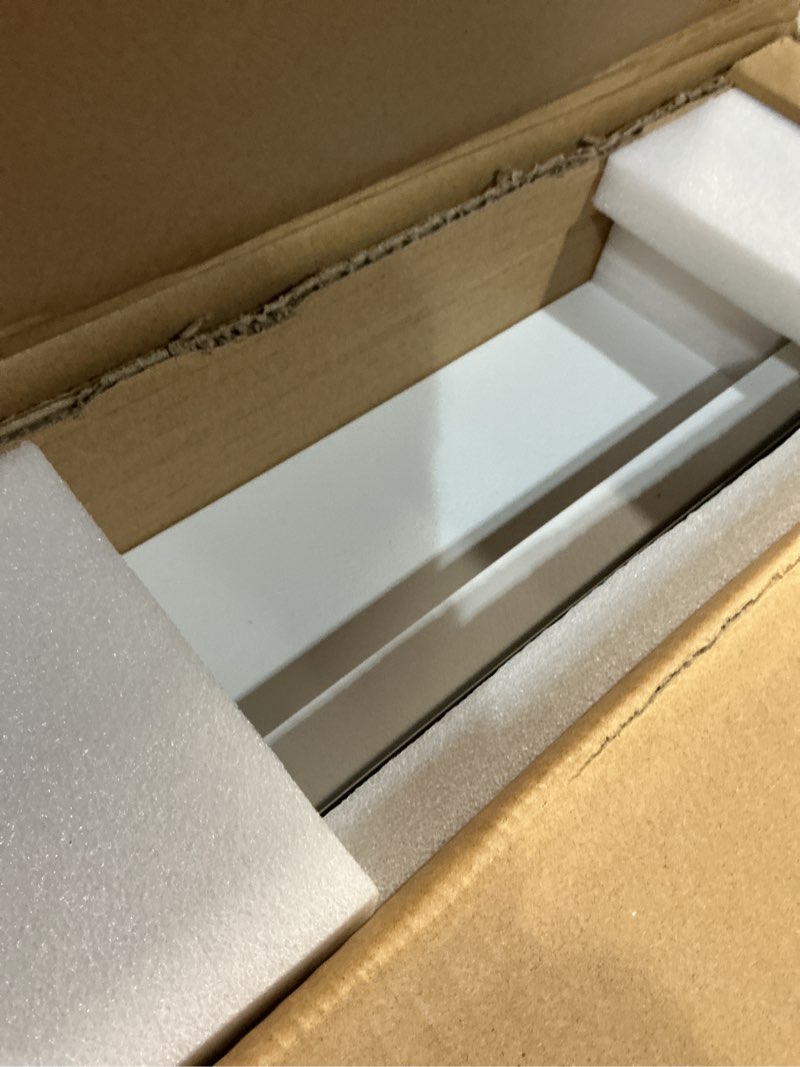 Condition photo showing New/Like New for bathroom medicine cabinet with beveled edge mirrored door 16 x 22 inch, recessed or surface mount, with adjustable glass shelves matt white 16x22 inch beveled edge mirror