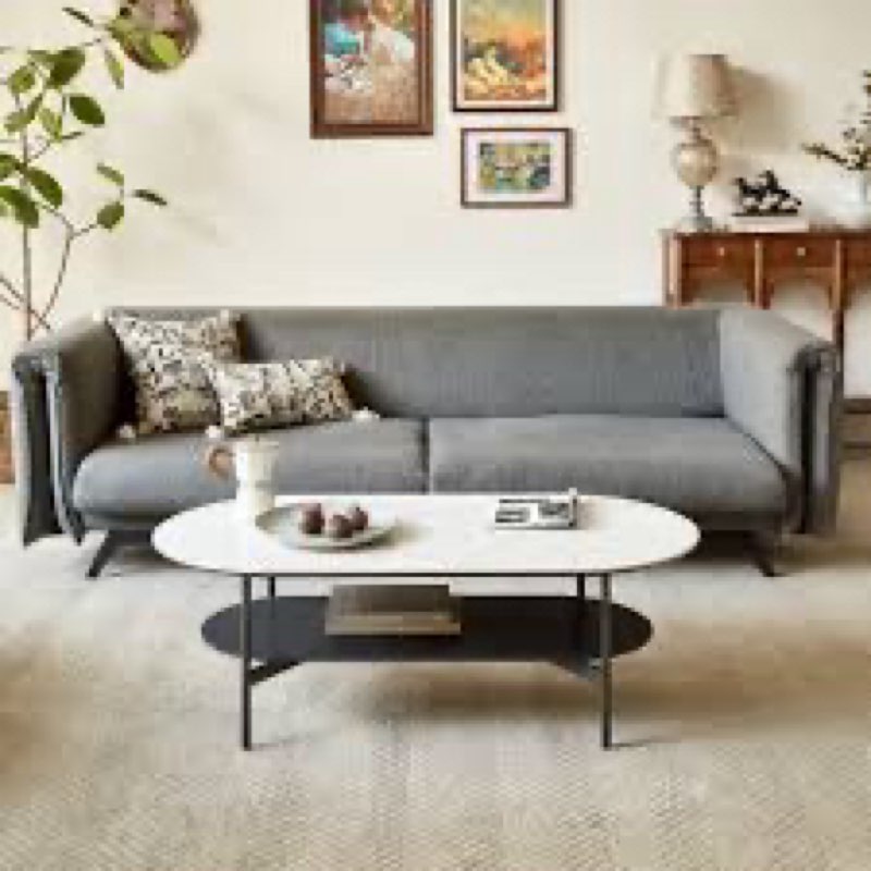 Product incomplete and used, Cedric Sintered Stone Oval Coffee Table