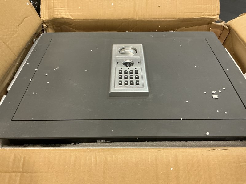 Condition photo showing Good Condition for in-wall safe with electronic keypad and 2 manual override keys - protect money, jewelry, and passports at home or business by paragon safes (gray)