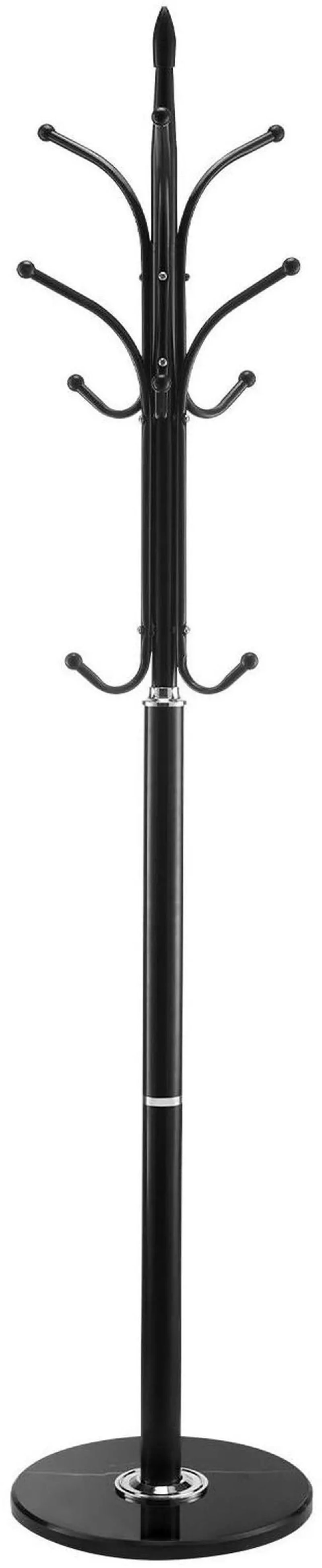 Coat Rack Freestanding, Coats Tree Stand with Stable Marble Base & 6 Hooks, Free Standing Hall Coat Rack for Entryway, Bedroom, Office, Living Room, Modern Clothes Hanger for Coats, Hats, Bags