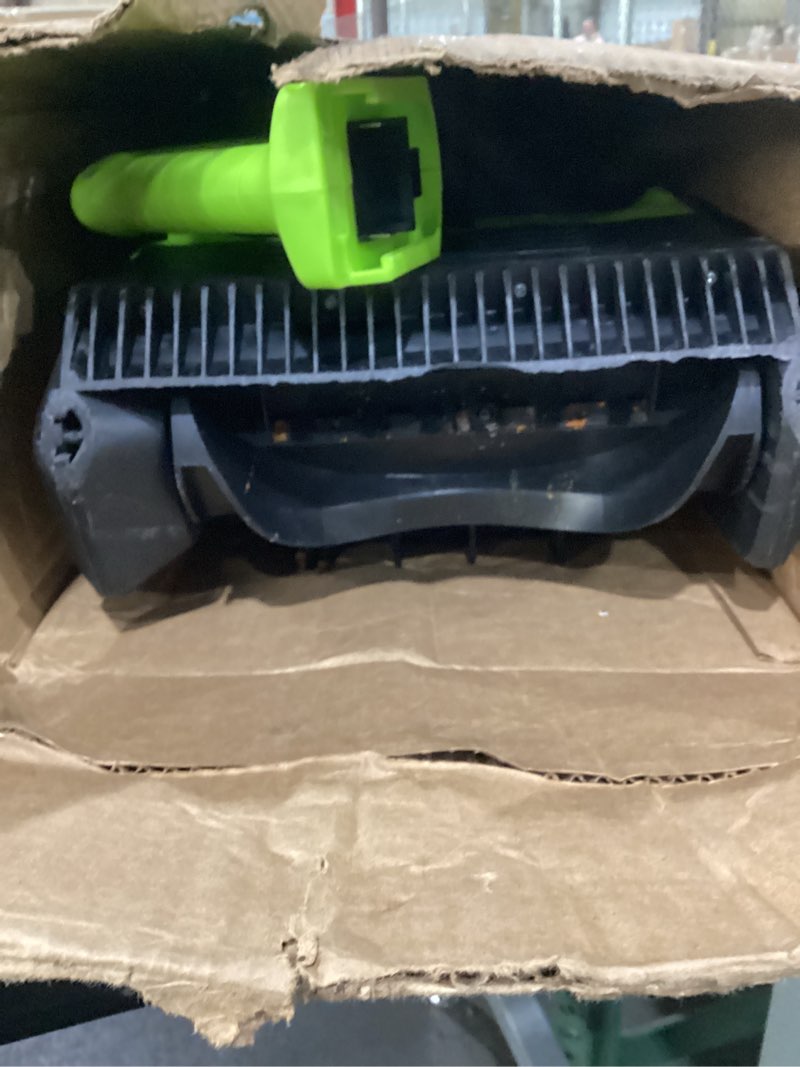 Condition photo showing As Is for Not tested as is Cordless Snow Shovel, 21V Cordless Electric Snow Blower with Battery and Charger, 19FT Throw Distance, Lightweight 9.9lb for Driveway, Sidewalk, Steps, Patio(Green)