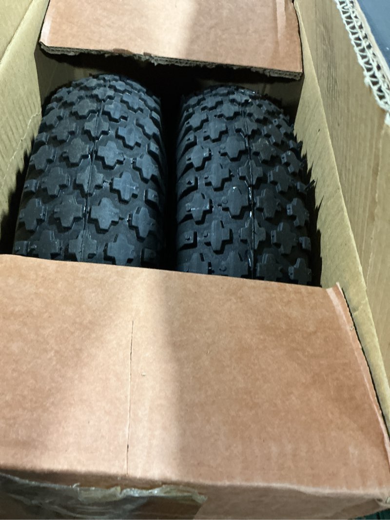 Condition photo showing Good Condition for 4.80/4.00-8" tire, 16" pneumatic wheelbarrow tire and wheel with 5/8" bearings (extra 3/4") and 3" centered hub for wheelbarrow/garden carts/hand truck/yard wagon dump cart (2-pack)