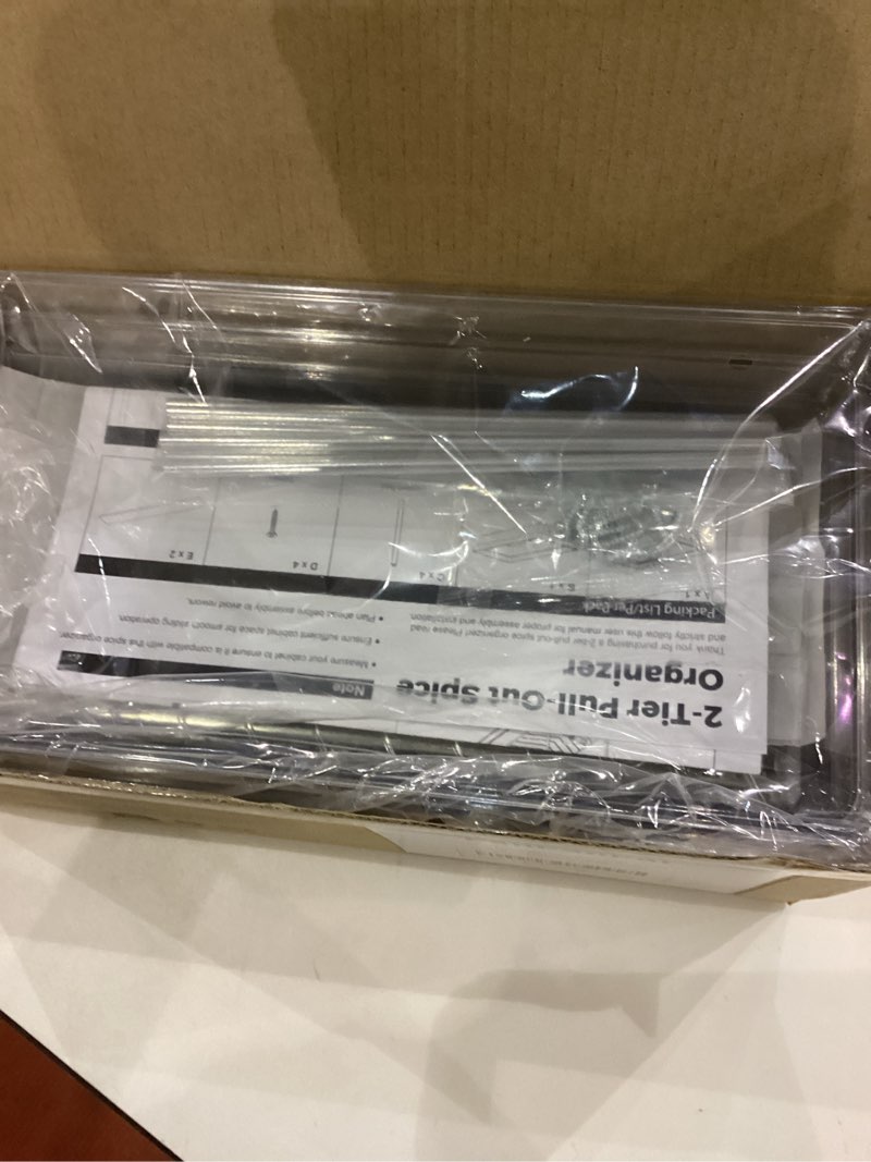 Condition photo showing Good Condition for 2 Packs Pull Out Spice Rack Organizer for Cabinet, 2 Tier Vertical Spice Organization, 5.47" Wx11.14 Dx9.76 H, Cabinet Size Need:13'' High x 12'' Deep x 6'' Wide(Not for Cabinet with Lip)