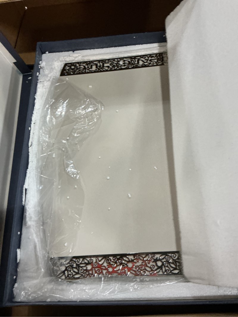Condition photo showing New/Like New for yair emanuel ceramic challah bread cutting board for shabbat and yom tov | filigree accent decoration | modern judiaca design (white cbr-1)