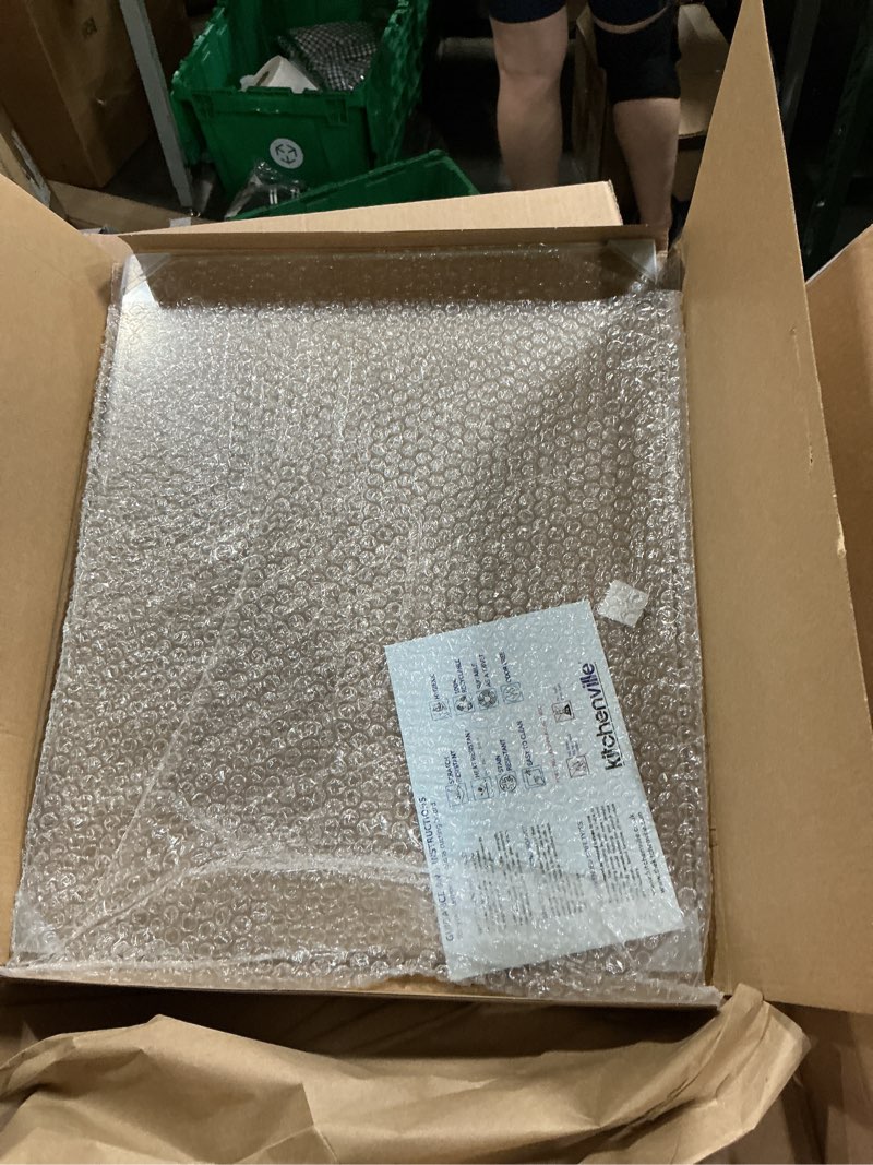 Condition photo showing New/Like New for tempered glass cutting board – 16"x20" clear kitchen counter protector, heat & scratch resistant, non-slip feet - large transparent 20"l x 16"w