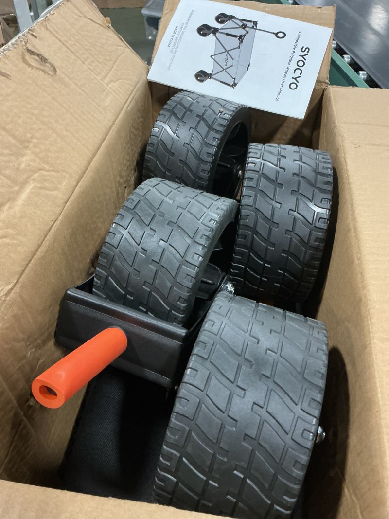 Condition photo showing New/Like New for Collapsible Wagon with Big Wheels, Beach Wagons Carts Foldable with All-Terrain Wheels, Large Weight Capacity Heavy Duty Carts with Cup Holders for Camping, Garden, Sports, Grocery Black