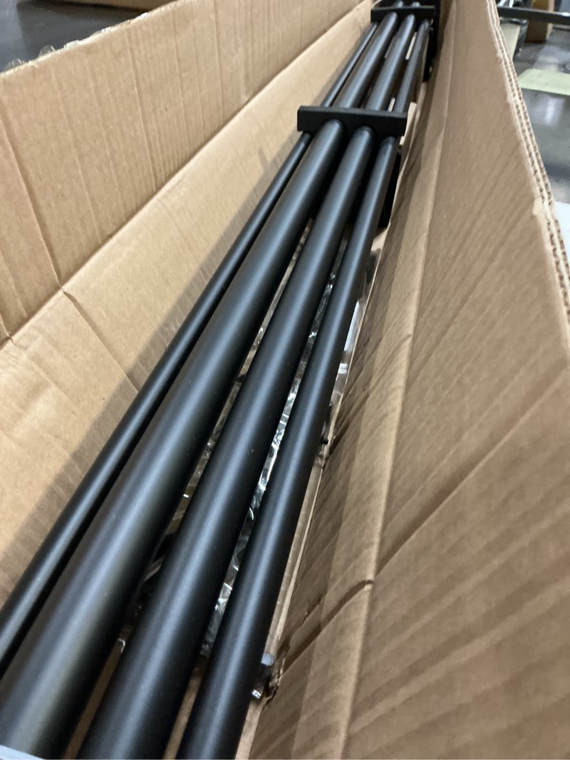 Condition photo showing New/Like New for Double Curtain Rods 72-144 Inches with Round Finials, 1 Inch Heavy Duty Drapery Rod with Unique Aluminum Alloy Brackets for Windows, Sliding Door, Patio, Bedroom, Living Room Decoration, Matte Black Matte Black 72"-144"