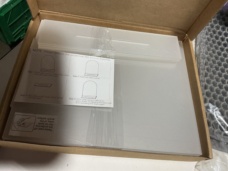 Condition photo showing As Is for jinmury 8x10 inch frosted acrylic sign with stand | 5 pack blank acrylic table signs and base for diy wedding table numbers, wedding signage, events& parties