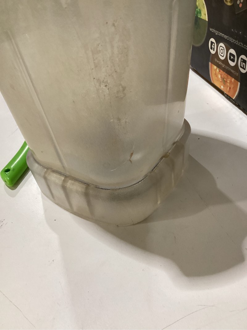 Condition photo showing As Is for Waring Commercial MX1050XTX 3.5 HP Blender with Electronic Keypad Controls, Pulse Feature and a 64 oz. BPA Free Copolyester Container, 120V, 5-15 Phase Plug 64 Ounce Copolyester Jar