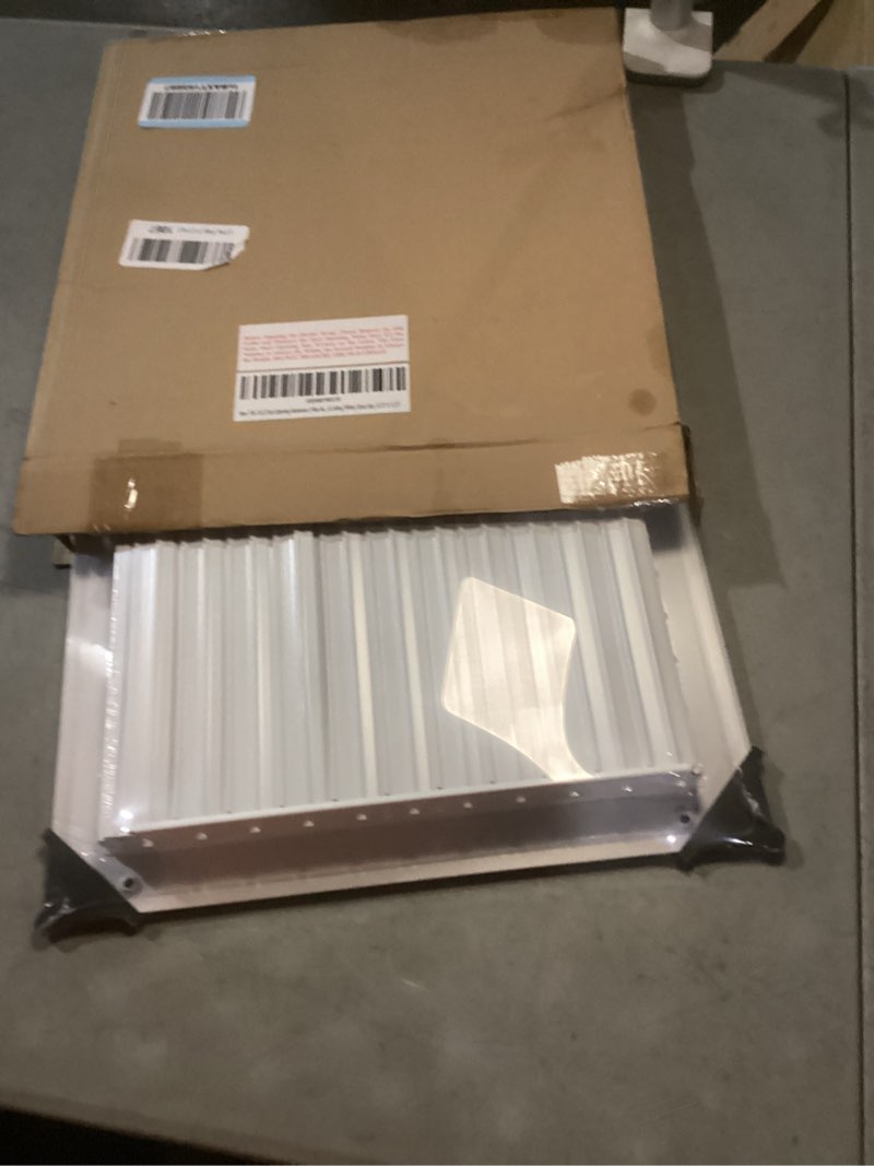 Condition photo showing Good Condition for fits 12x12 duct opening aluminum 2-way adjustable air supply grille by handua | curved blade register vent cover for sidewall & ceiling | white | outer size: 13.75" x 13.75" 1 12" x 12" [duct opening]