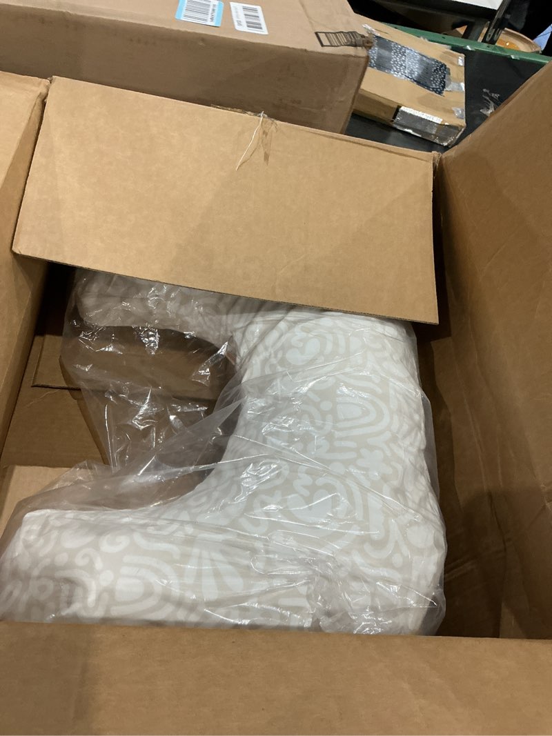 Condition photo showing New/Like New for Boppy Nursing Pillow - Firm, Ergonomic U-Shaped Bottle and Breastfeeding Pillow with High Lift for Comfort and Support, Spacious Surface - Cream Retro Squiggles New Nursing Pillow Cream Retro Squiggles