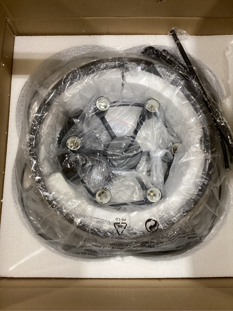 6-light farmhouse chandelier, 23.62" rustic drum dining room light fixture, large black chandeliers 