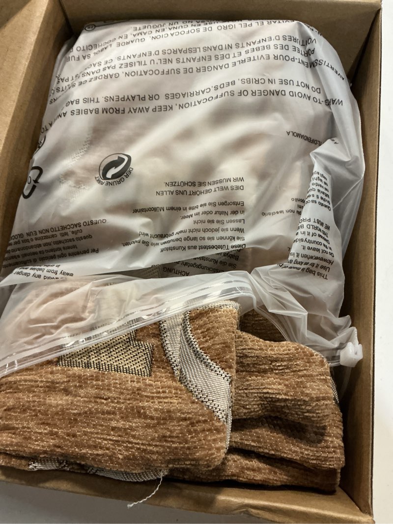 Condition photo showing Good Condition for modern letter h throw pillow covers 20x20 inches, 1-piece chain pattern jacquard decorative pillow cover, luxury chic decor soft chenille pillowcase for couch sofa living room(light brown) light brown 20" x 20" (pack of 1)