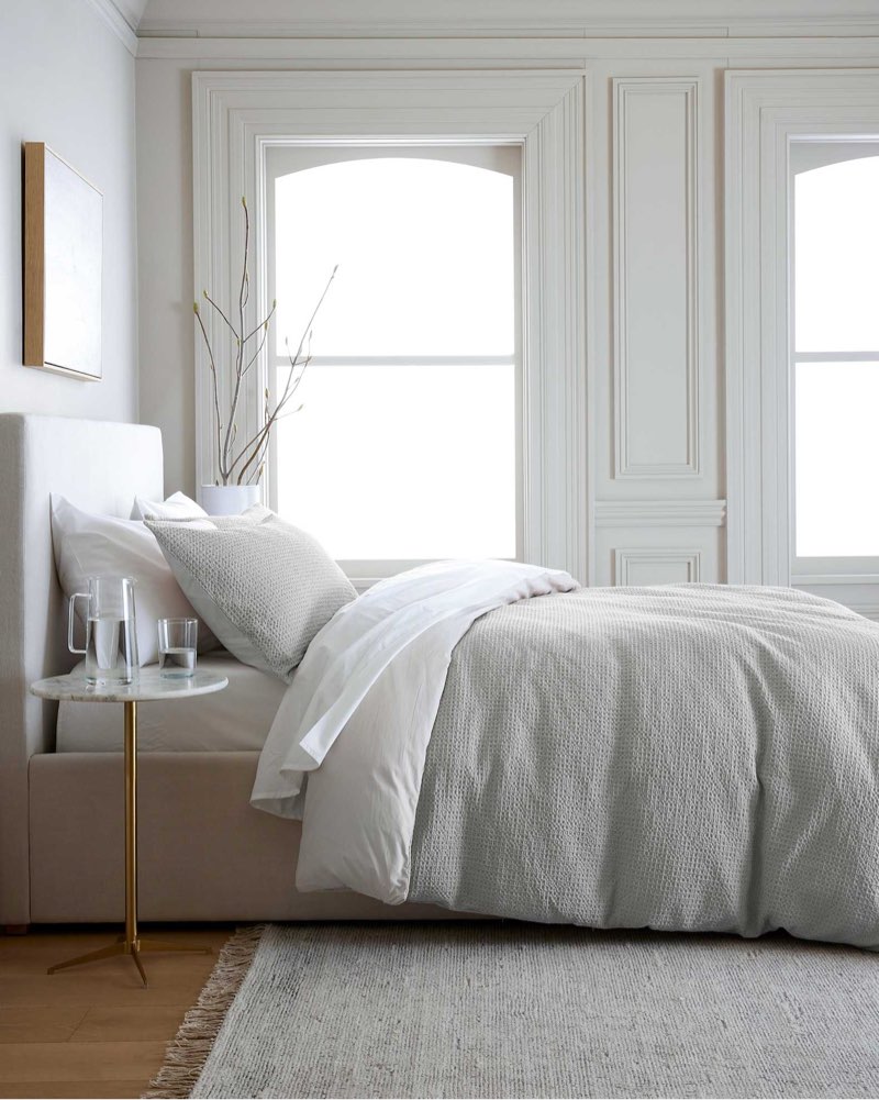 quince luxe honey comb duvet cover king grey