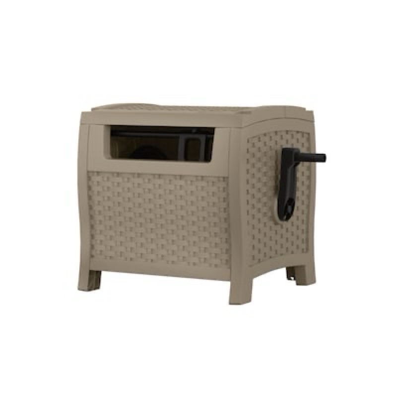 suncast slide trak hideaway plastic 175-ft container hose reel