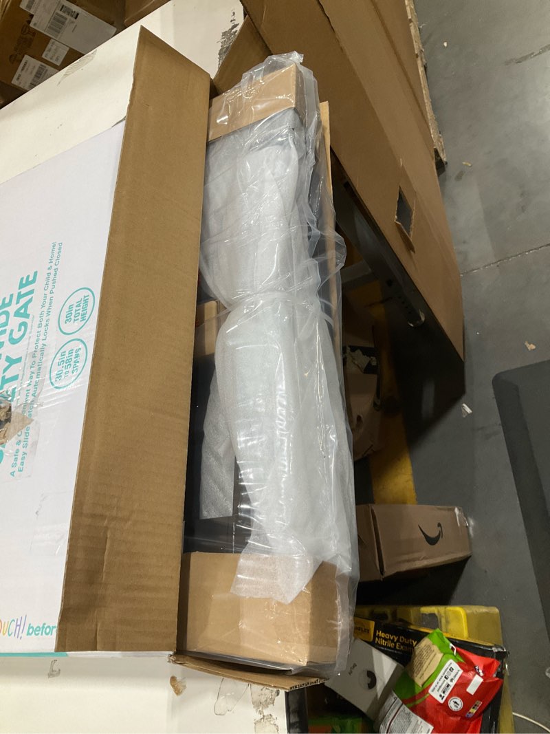 Condition photo showing Good Condition for regalo safety 30.5-58" extra wide arch baby gate with door, pressure mount walk through gate for doorways & bottom of stairs, babies, toddlers & pets, tested & safe, american designed, american owned black - 30.5-58"w x 30"h