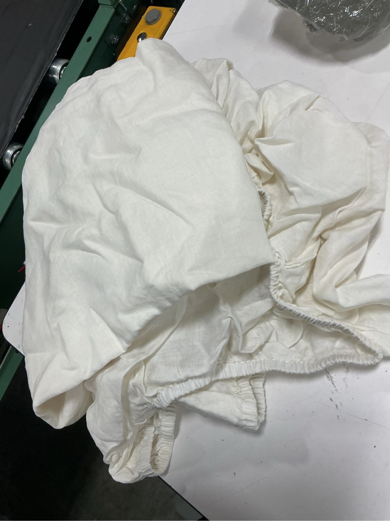 Condition photo showing As Is for quince european linen sheet set queen,color ivory 