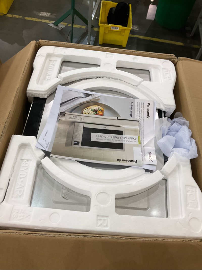 Condition photo showing As Is for Panasonic 2-in-1 Microwave Oven with FlashXpress Broiler, Inverter Technology for Even Cooking and Smart Genius Sensor, 1000W, 1.2 cu.ft. Countertop - NN-GN68KS (Stainless Steel / Silver) GN68: 2-in-1 Multi-Oven