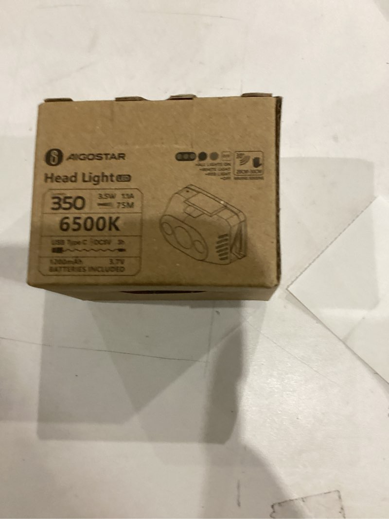 Condition photo showing New/Like New for Aigostar Rechargeable Headlamp 6500K 600Lumen Head Light,Waterproof Bright Flashing Long-Last Motion Sensor Head Lamp for Outdoor Camping Hiking Running Fishing Cycling Miner Construction Emergency Black