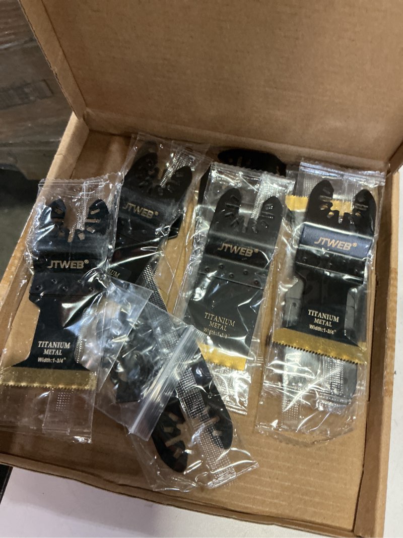 Condition photo showing Good Condition for jtweb titanium oscillating tool blade, 10pcs oscillating saw blades metal cutting multi tool blades kits wood and metal nails plastic, multitool blades for milwaukee bosch dremel rockwell