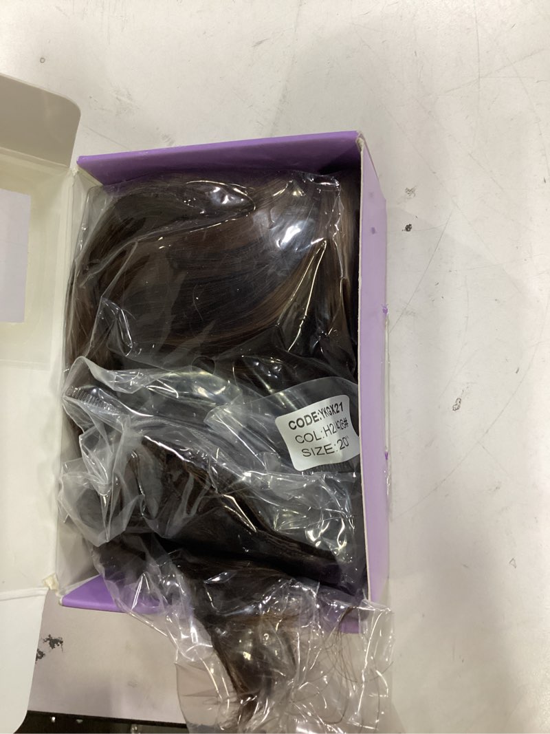 Condition photo showing Good Condition for kookastyle clip in hair extensions, natural long layered soft invisible synthetic curly wavy hairpieces for women,4 pcs(20 inch,balayage chocolate brown to caramel blonde) 20 inch balayage chocolate brown to caramel blonde