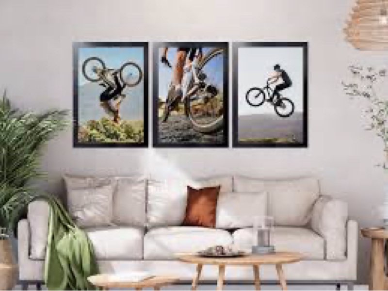 KTKDE 14x24 Studio Gallery-3 pack, 24x14 Poster Black Frame Wooden, Vertical & Horizontal Wall Hangi