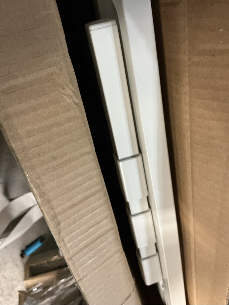 Condition photo showing As Is for Babelio 36" Tall Upgraded Baby Gate with Cat Door, 29-43" Auto Close Durable Dog Gate for Stairs, Doorways and House, Easy Walk Thru Safety Gate with Pet Door Includes 4 Wall Cups, White White 29-43" Wide, 36" Tall