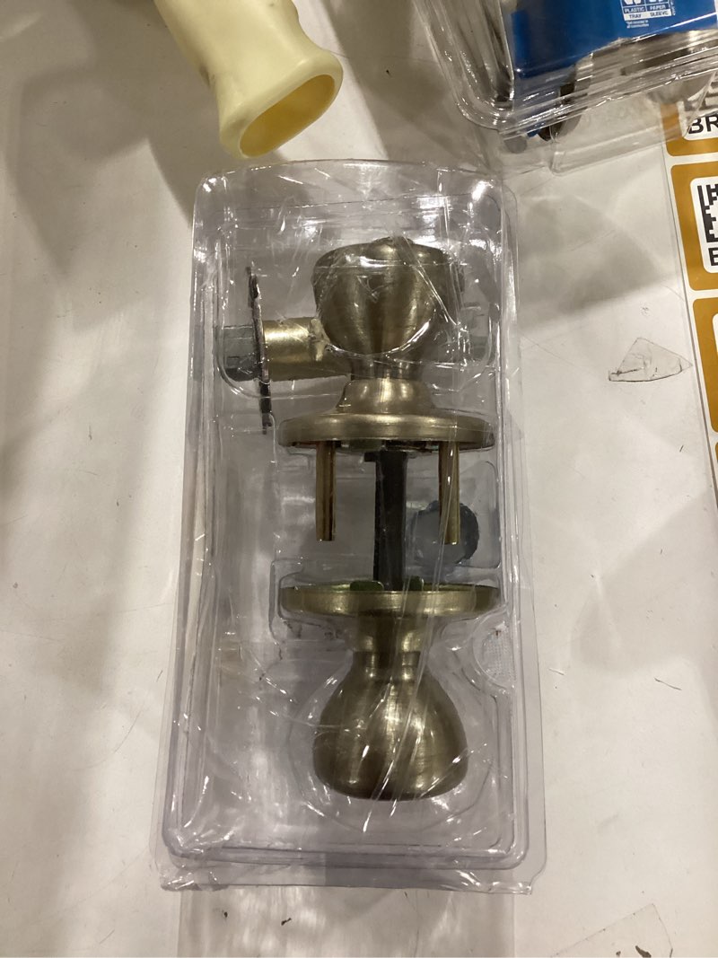 Condition photo showing As Is for Kwikset Tylo Antique Brass Interior or Bed/Bath Privacy Door Knob