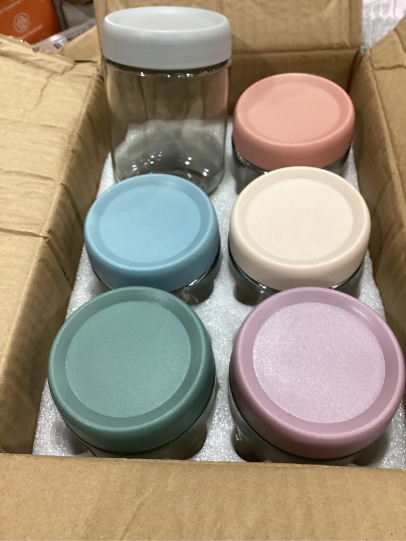 Condition photo showing Good Condition for netany 6-pack 16 oz overnight oats containers with lids, glass jars with airtight lids, wide mouth mason salad jars, glass food storage containers for snacks yogurt spice sugar multicolor- 16 oz (6 pack)