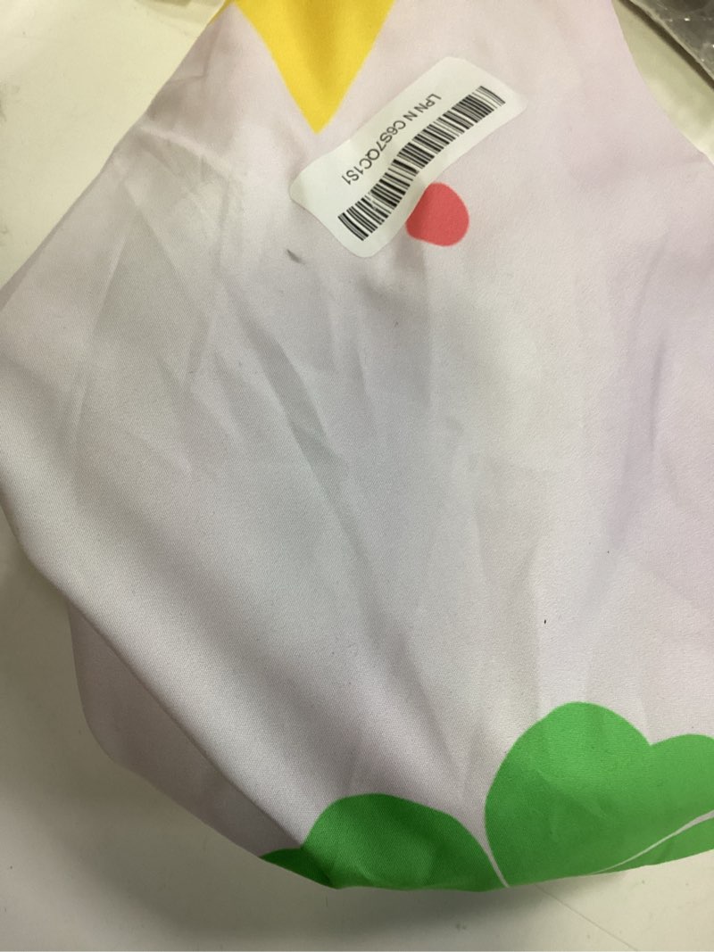 Condition photo showing As Is for mehofond 7x5ft st. patrick's day baby shower backdrop a little lucky charm is on the way purple watercolor background clover rainbow irish festival party banner supplies photo booth props