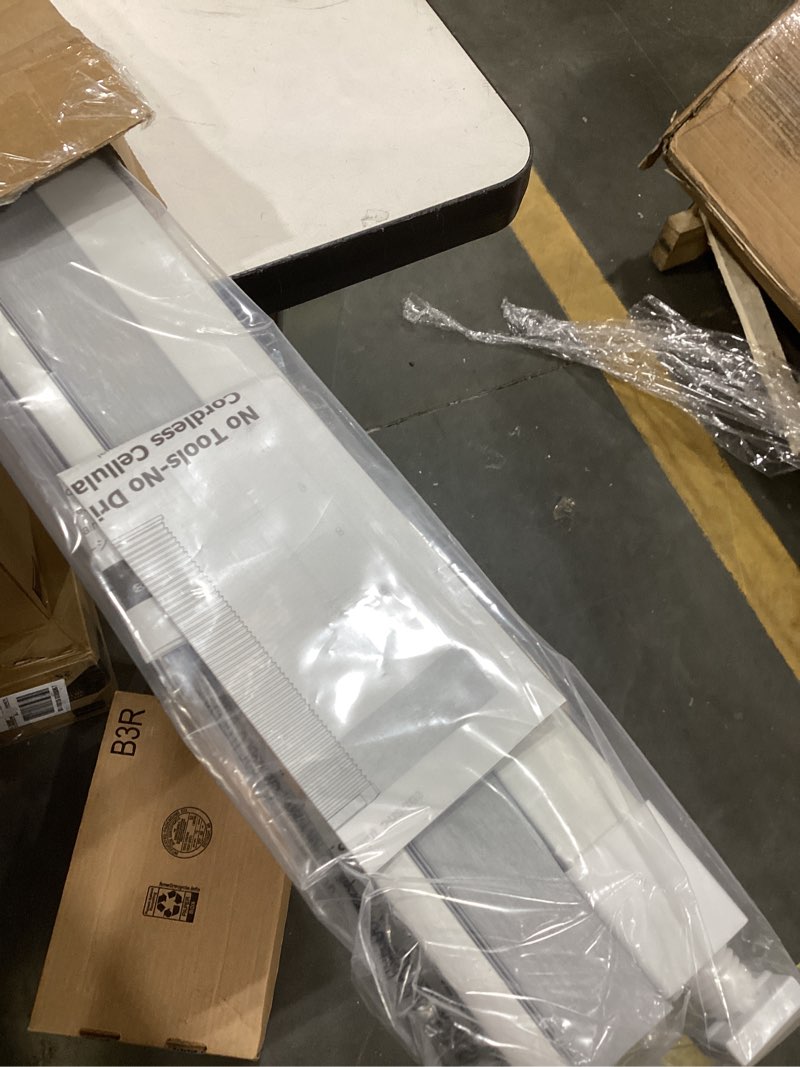 Condition photo showing New/Like New for LazBlinds Cordless Cellular Shades, No Tools No Drill Blackout Honeycomb Shades Pleated Blinds for Windows, 45'' W x 48'' H, Silver White Blackout-silver White 45'' W x 48'' H