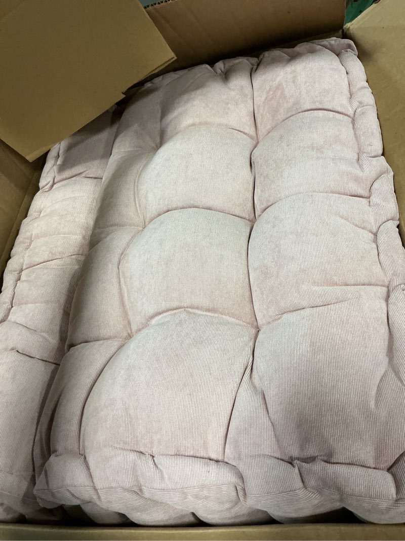 Condition photo showing As Is for Verpert Floor Pillow 25x25 Inch Square Meditation Cushion Floor Seating for Adults Oversized Tufted seat Cushion Reading Nook for Kids, Yoga Meditation Pillow for Sitting on Floor (Purple) Purple Taro