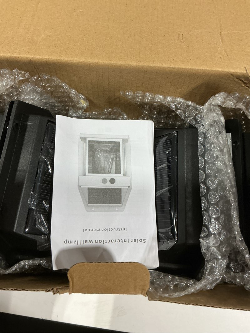 Condition photo showing New/Like New for jyoiat outdoor solar wall lights - solar waterproof brighter porch square lights with 3 modes & motion sensor front fence lantern lights for outside,backyard,garage decorative (4 packs)